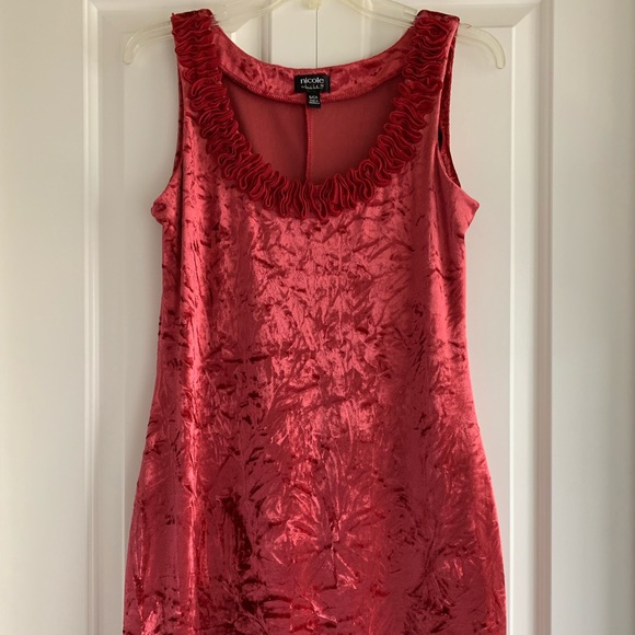 Vintage 90s Red Velvet dress - Picture 1 of 5